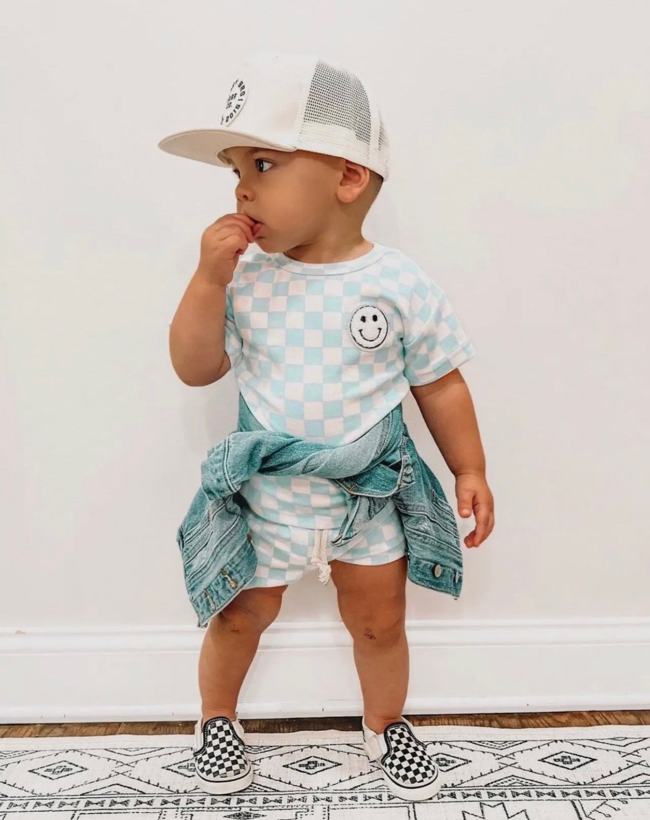 Checkered Smiley Set | Blue