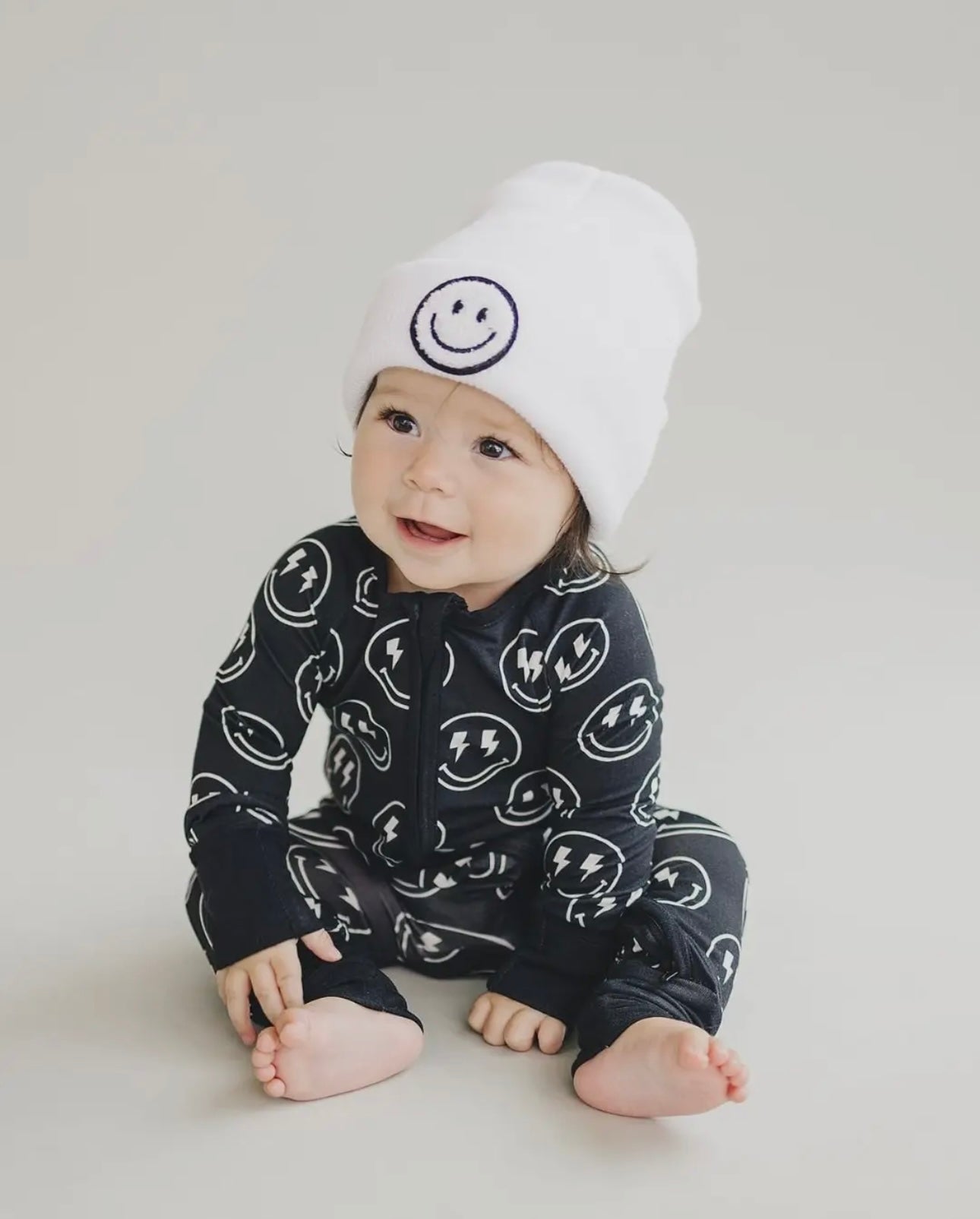 Smiley Beanie | White | Baby