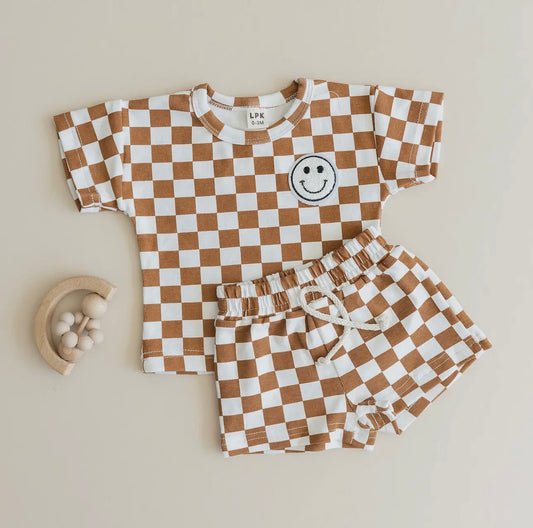 Checkered Smiley Set | Copper