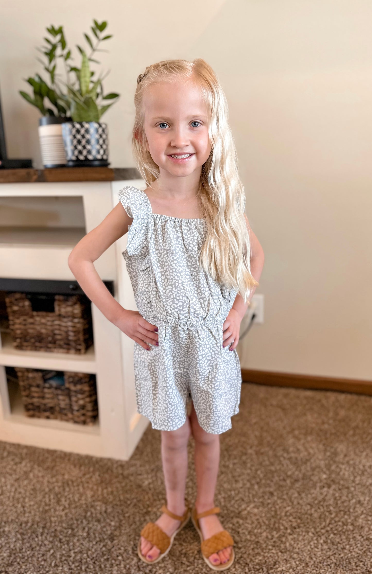 Piper Leopard Romper | Gray