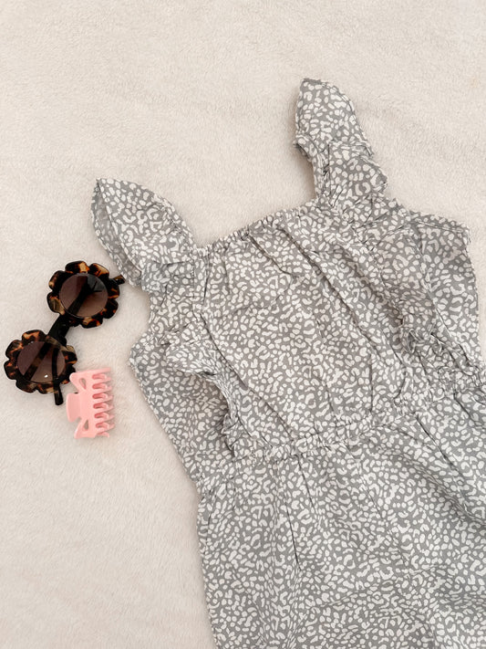 Piper Leopard Romper | Gray