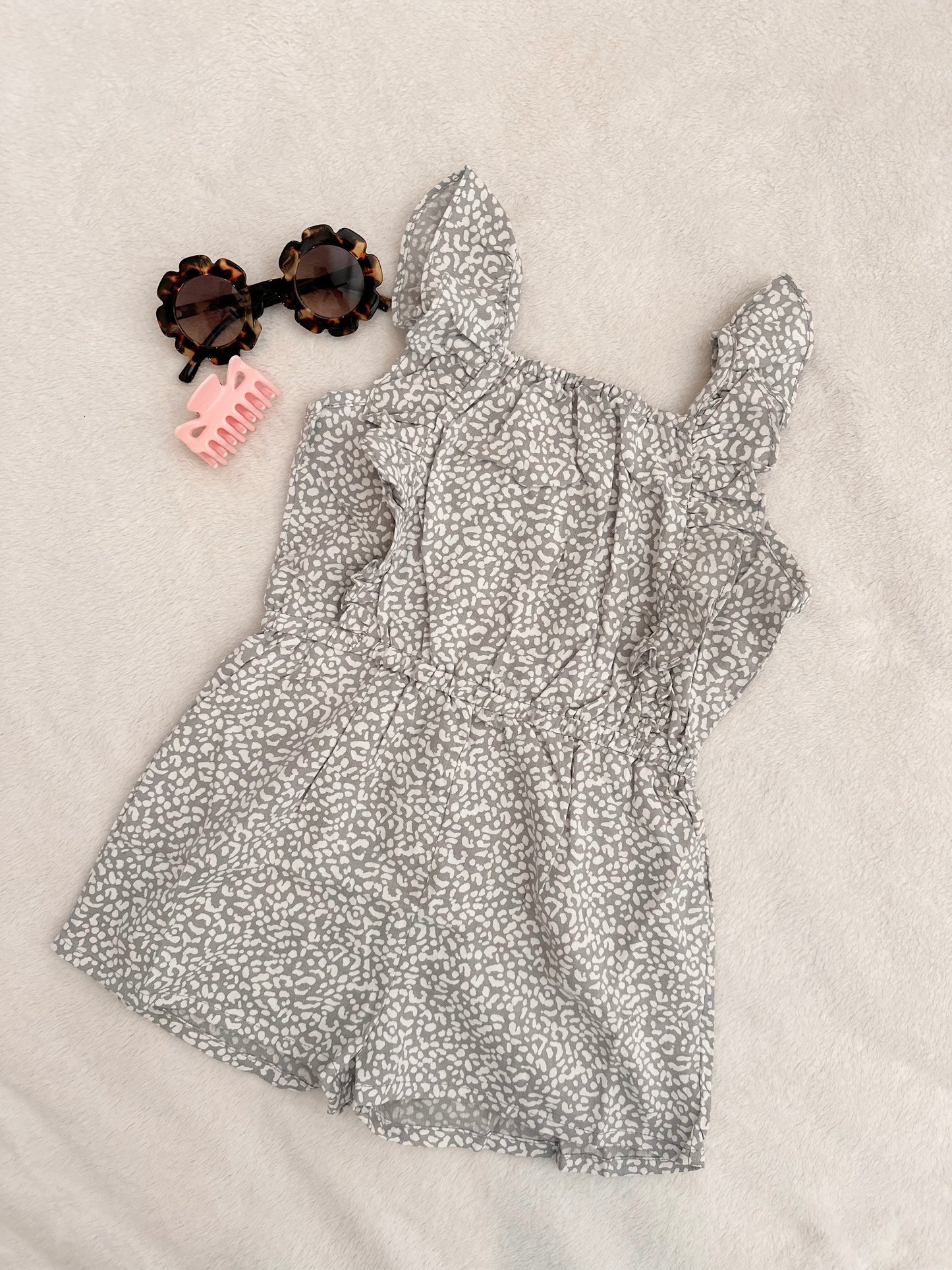 Piper Leopard Romper | Gray